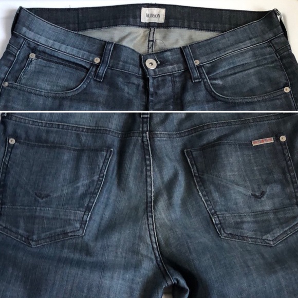 ♻️👖 BYRON 5 Pocket Straight HUDSON JEANS Med-Dark - Picture 4 of 15